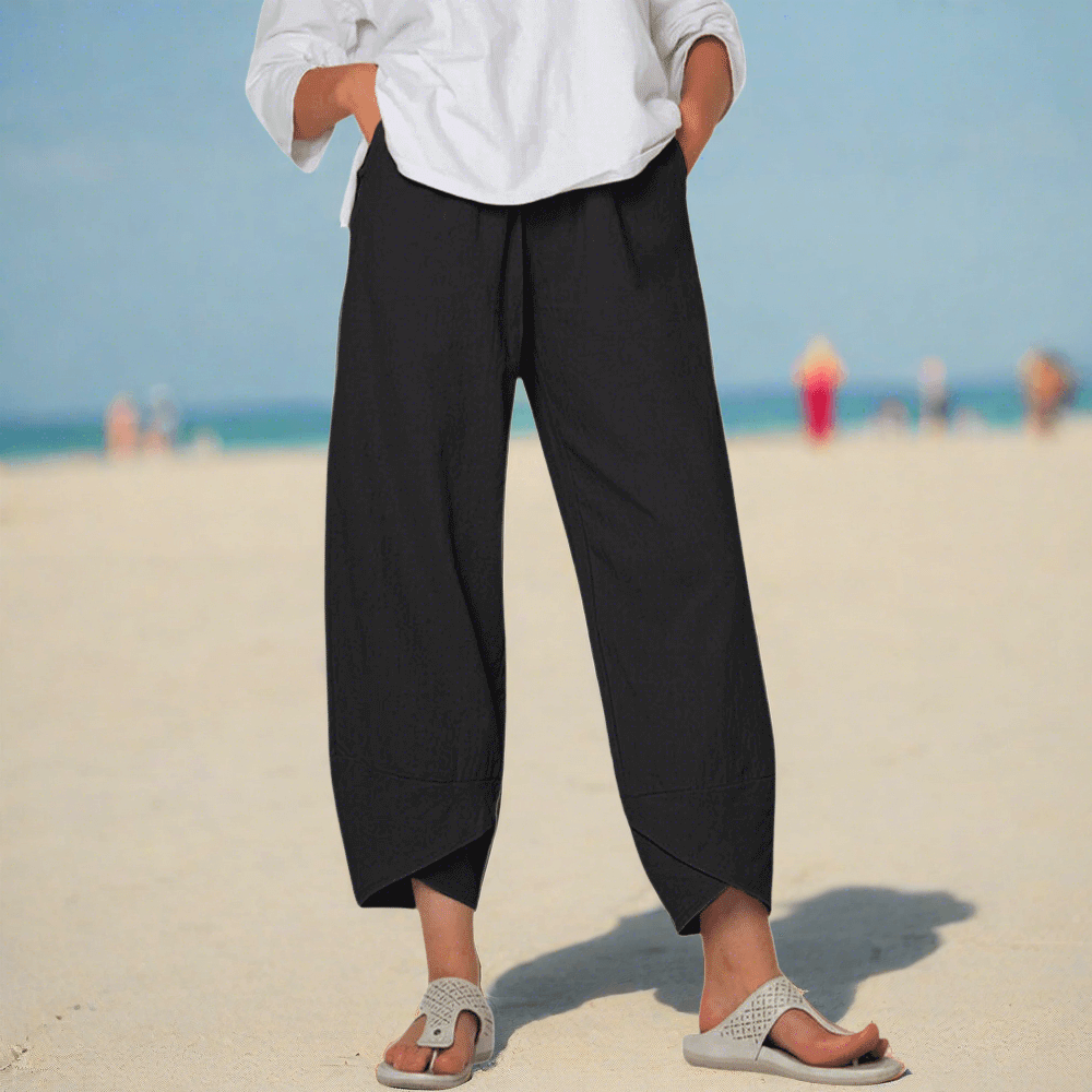 Pantalon en lin confortable et respirant - mode féminine élégante et polyvalente