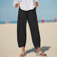 Pantalon en lin confortable et respirant - mode féminine élégante et polyvalente