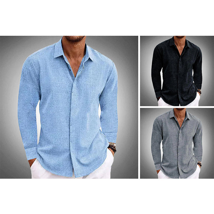 Chemise homme à boutons - coupe slim - manches longues - coton respirant - col pointu élégante