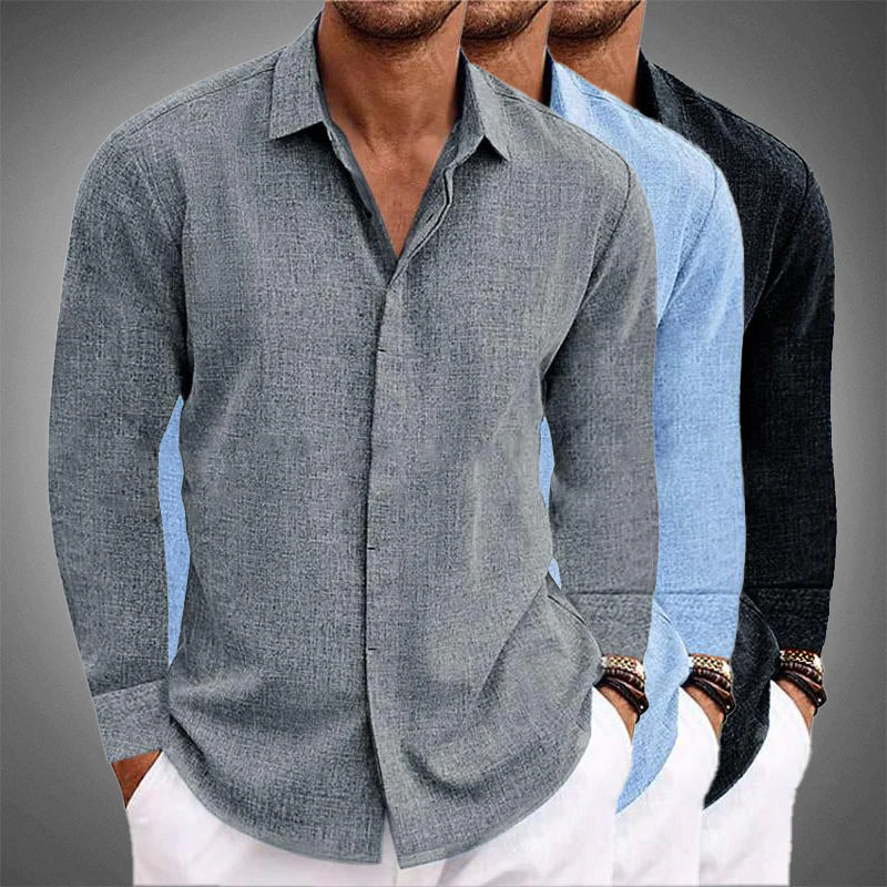 Chemise homme à boutons - coupe slim - manches longues - coton respirant - col pointu élégante