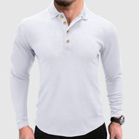 Polo à manches longues pour hommes en couleur unie
