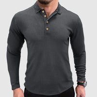 Polo à manches longues pour hommes en couleur unie