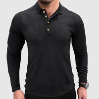 Polo à manches longues pour hommes en couleur unie