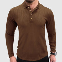 Polo à manches longues pour hommes en couleur unie