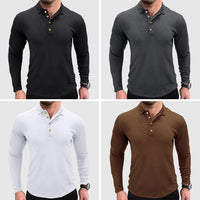 Polo à manches longues pour hommes en couleur unie