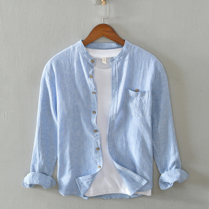 Camisa de manga larga para hombre con rayas ligeras y estilo elegante