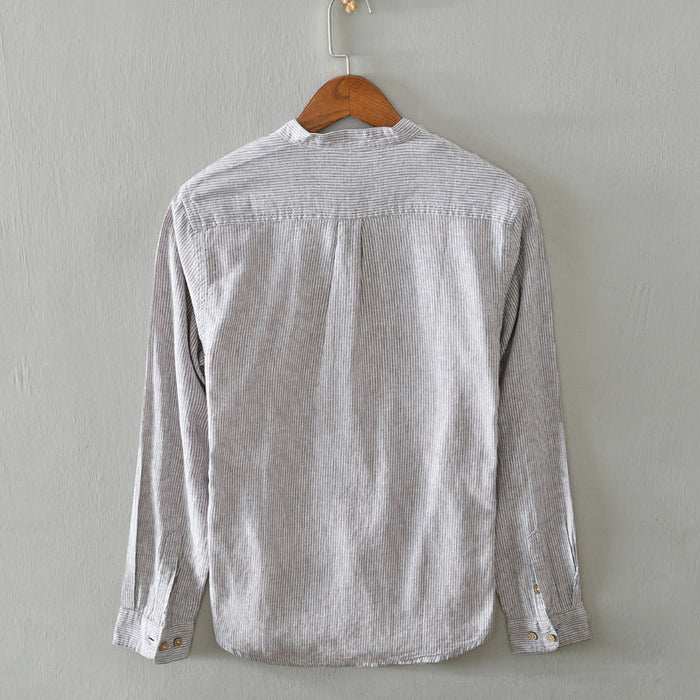 Camisa de manga larga para hombre con rayas ligeras y estilo elegante