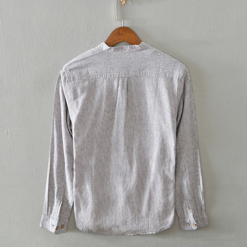 Camisa de manga larga para hombre con rayas ligeras y estilo elegante