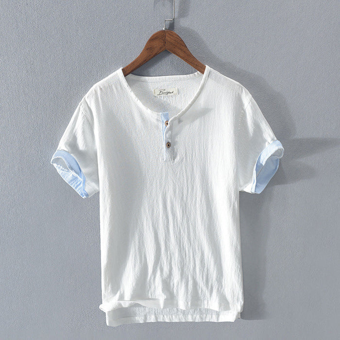 Chemise Henley décontractée pour hommes - Coton léger et respirant, manches courtes avec patte de boutonnage