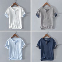 Chemise Henley décontractée pour hommes - Coton léger et respirant, manches courtes avec patte de boutonnage