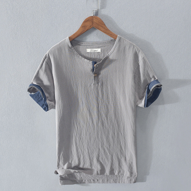 Chemise Henley décontractée pour hommes - Coton léger et respirant, manches courtes avec patte de boutonnage