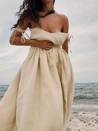 Elégante robe de plage en lin vintage - Kira pour un look d'été élégant