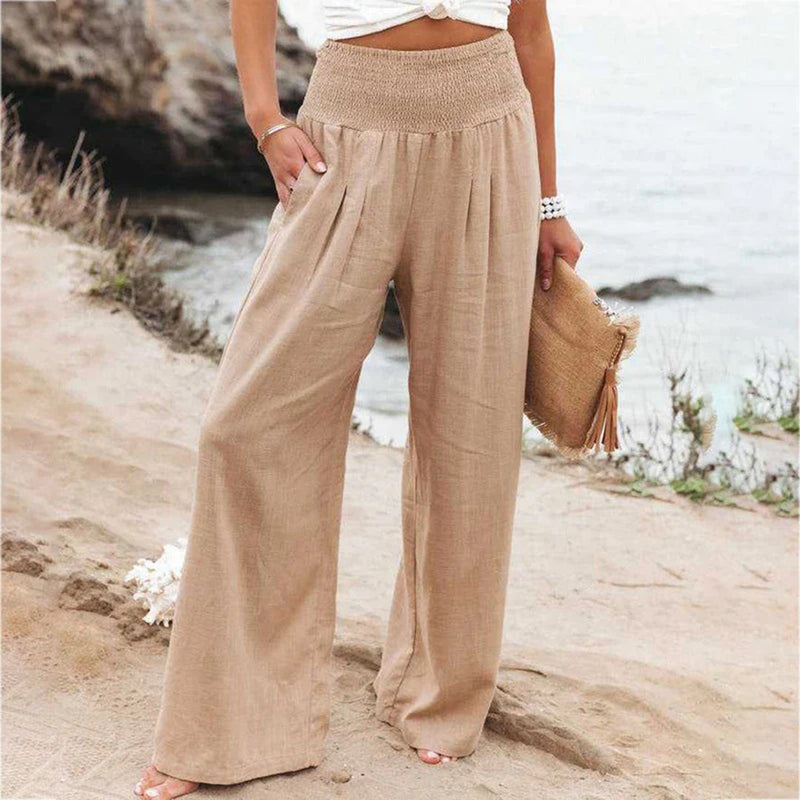 Pantalon d'été à jambes larges pour femmes - Confort et élégance en noir