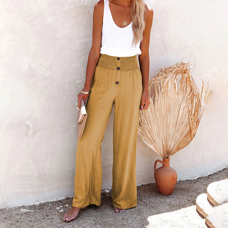 Pantalon tendance à taille haute et à jambe large pour les femmes, pour un look élégant et confortable