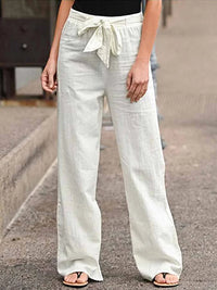 Pantalon large en lin décontracté pour femmes - tenue décontractée parfaite pour le temps chaud