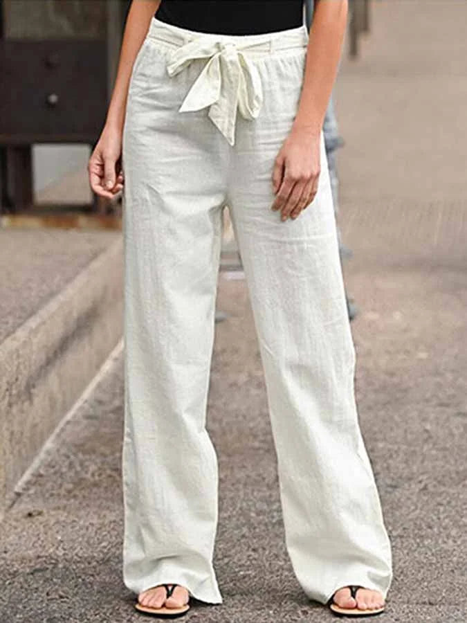 Pantalon large en lin décontracté pour femmes - tenue décontractée parfaite pour le temps chaud