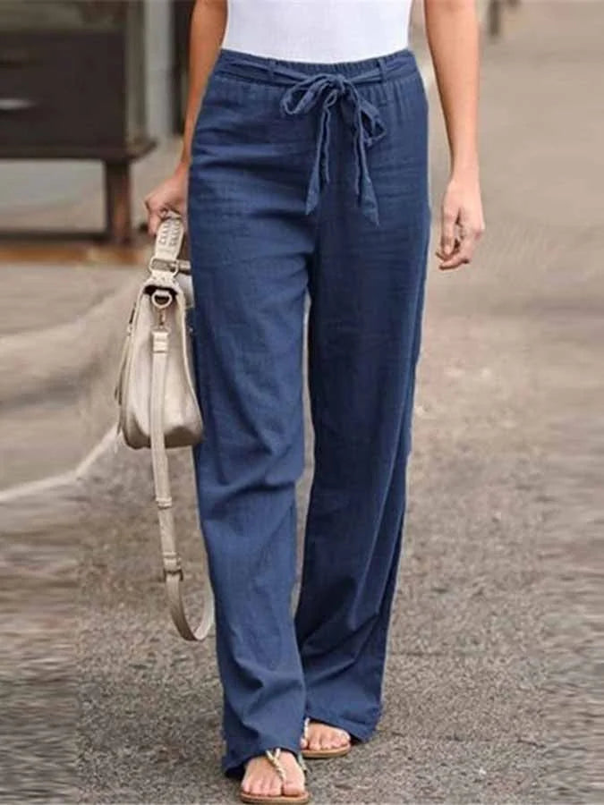 Pantalon large en lin décontracté pour femmes - tenue décontractée parfaite pour le temps chaud