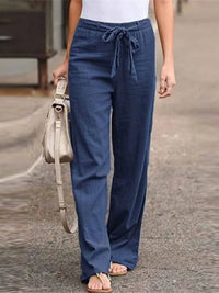 Pantalon large en lin décontracté pour femmes - tenue décontractée parfaite pour le temps chaud
