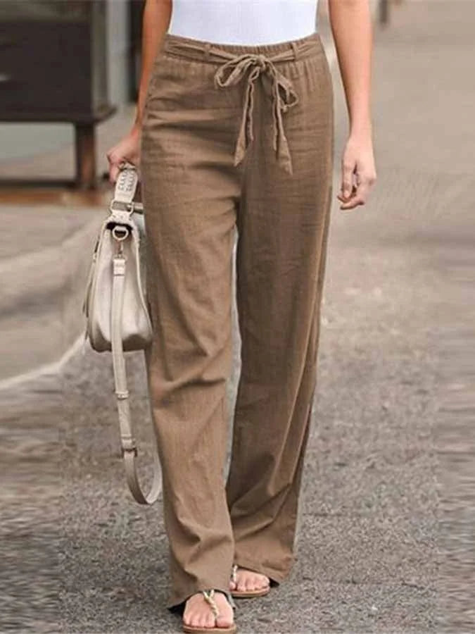 Pantalon large en lin décontracté pour femmes - tenue décontractée parfaite pour le temps chaud