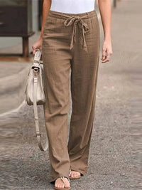 Pantalon large en lin décontracté pour femmes - tenue décontractée parfaite pour le temps chaud