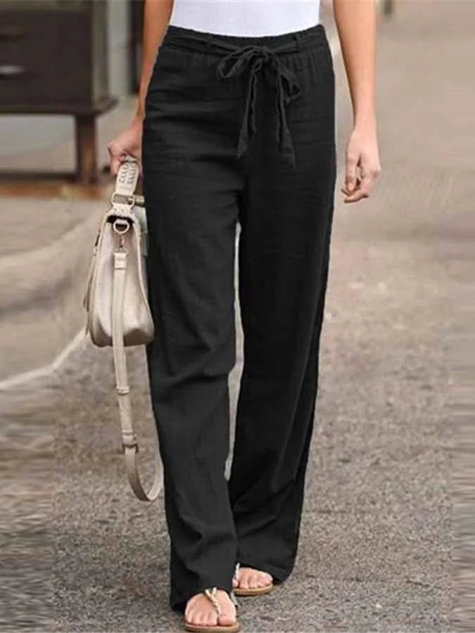 Pantalon large en lin décontracté pour femmes - tenue décontractée parfaite pour le temps chaud