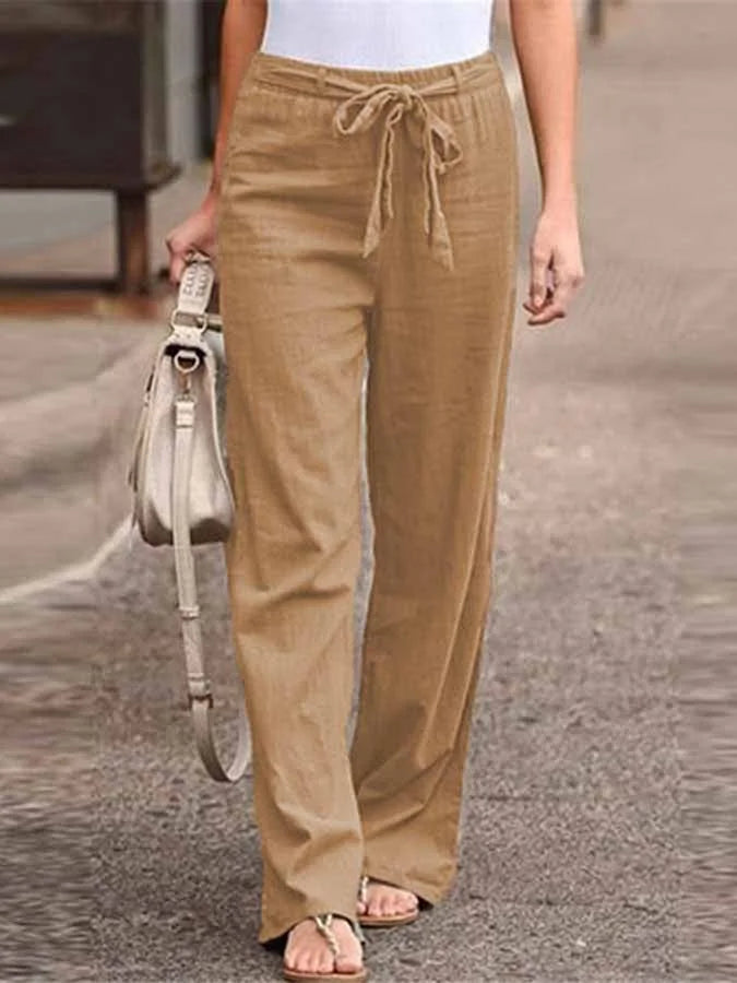 Pantalon large en lin décontracté pour femmes - tenue décontractée parfaite pour le temps chaud
