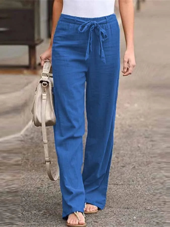 Pantalon large en lin décontracté pour femmes - tenue décontractée parfaite pour le temps chaud