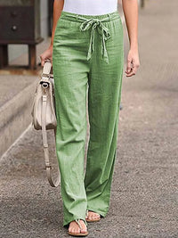 Pantalon large en lin décontracté pour femmes - tenue décontractée parfaite pour le temps chaud
