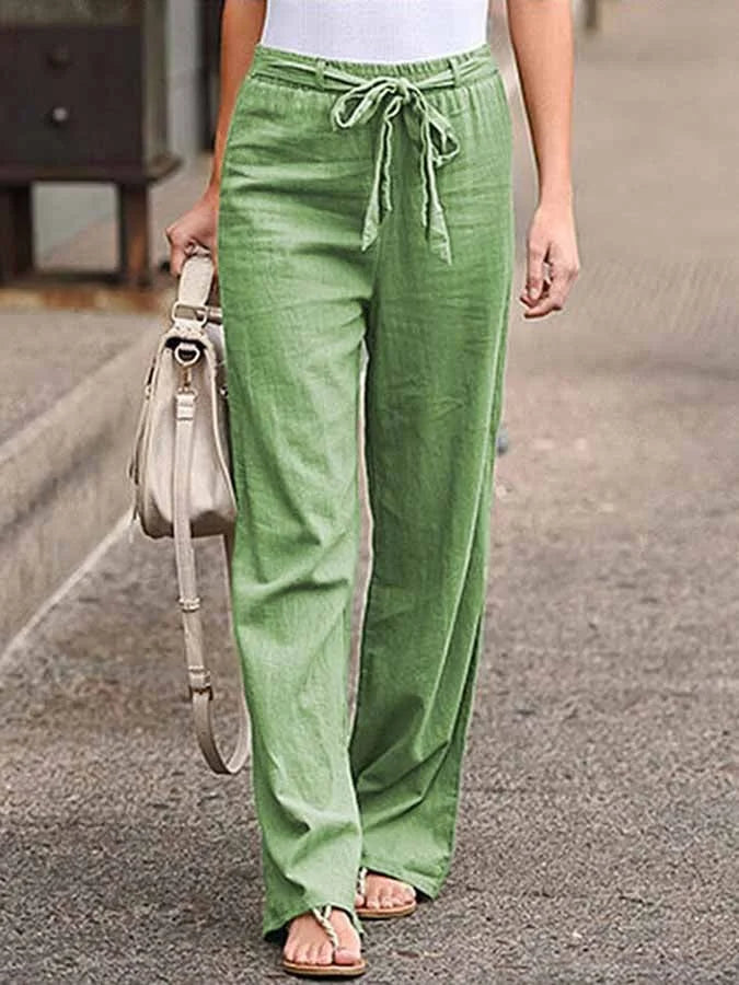 Pantalon large en lin décontracté pour femmes - tenue décontractée parfaite pour le temps chaud