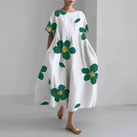 Robe décontractée fluide à fleurs bohème pour femmes