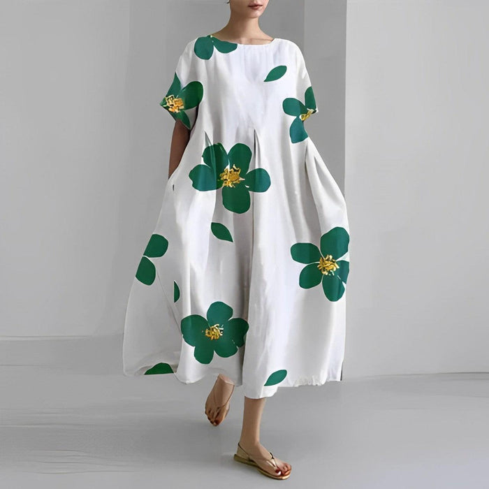 Robe décontractée fluide à fleurs bohème pour femmes