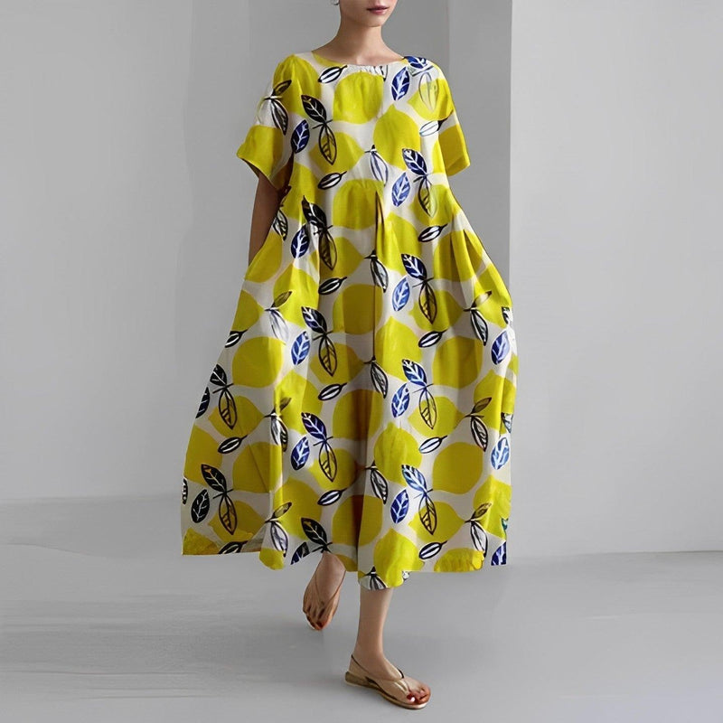 Robe décontractée fluide à fleurs bohème pour femmes