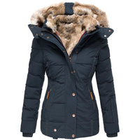 Simone™ Manteau d'hiver élégant doublé de fourrure