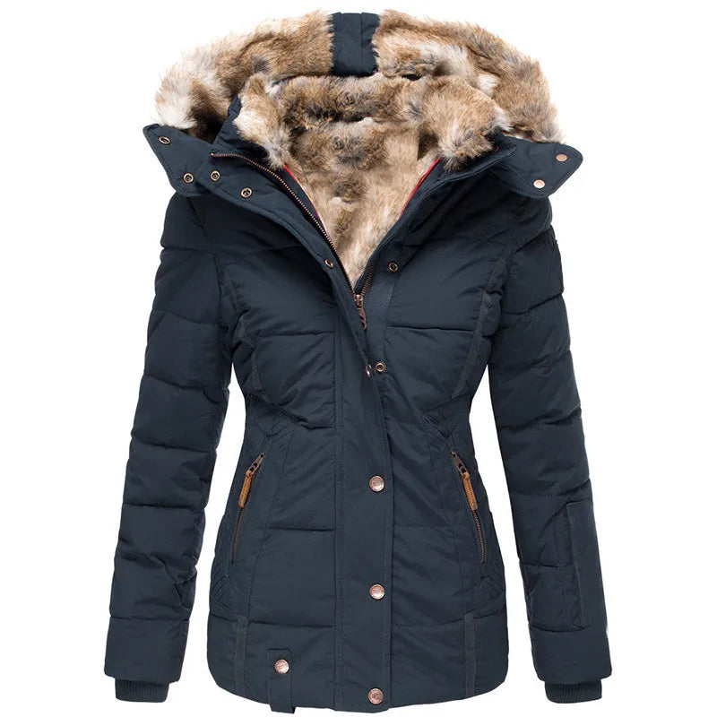 Simone™ Manteau d'hiver élégant doublé de fourrure