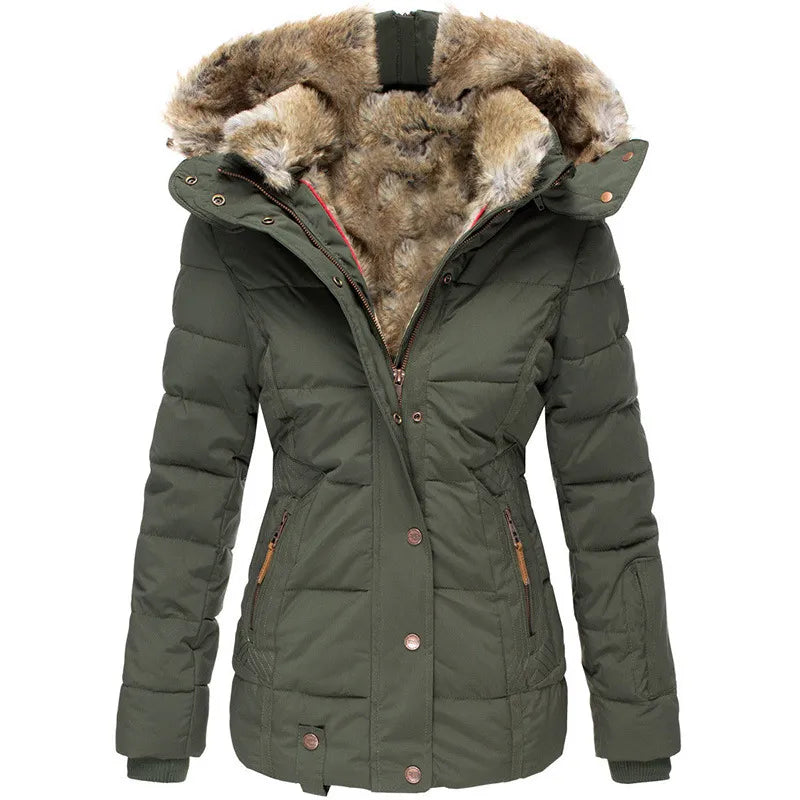 Simone™ Manteau d'hiver élégant doublé de fourrure
