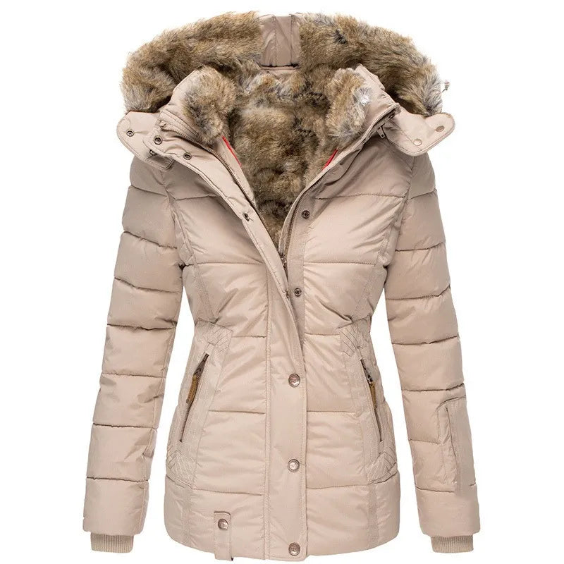 Simone™ Manteau d'hiver élégant doublé de fourrure