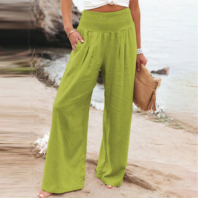 Pantalon d'été à jambes larges pour femmes - Confort et élégance en noir