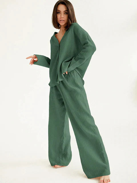Confort ultime : Pantalon et pull en coton surdimensionnés pour un look chic et décontracté