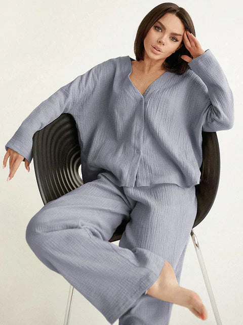 Confort ultime : Pantalon et pull en coton surdimensionnés pour un look chic et décontracté