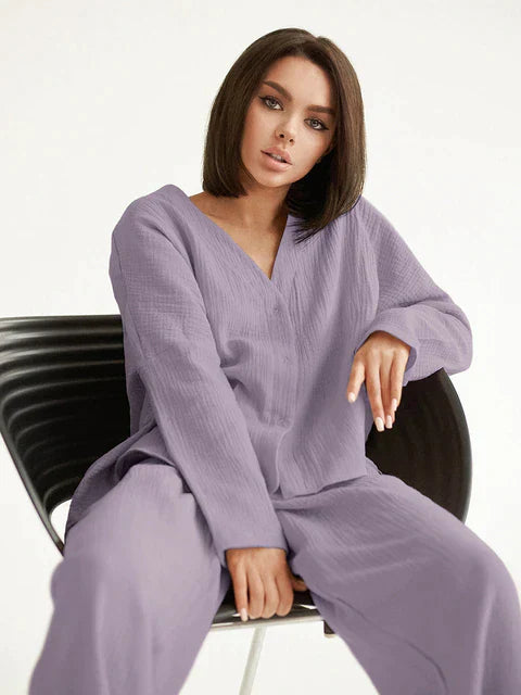Confort ultime : Pantalon et pull en coton surdimensionnés pour un look chic et décontracté