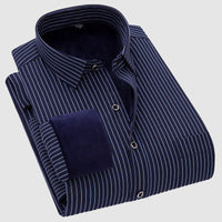 Chemise décontractée à manches longues pour hommes en velours à double couche