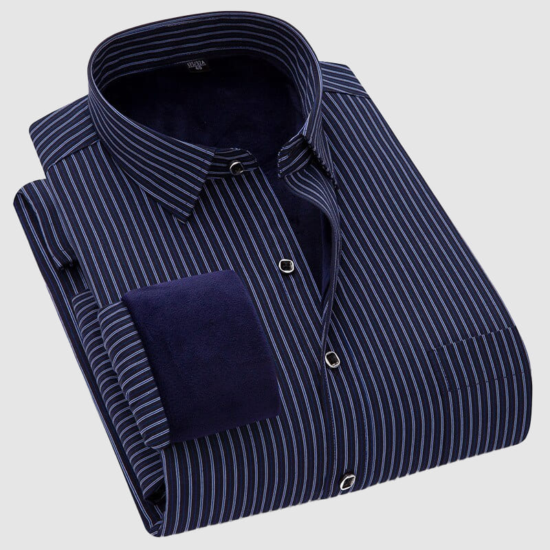 Chemise décontractée à manches longues pour hommes en velours à double couche