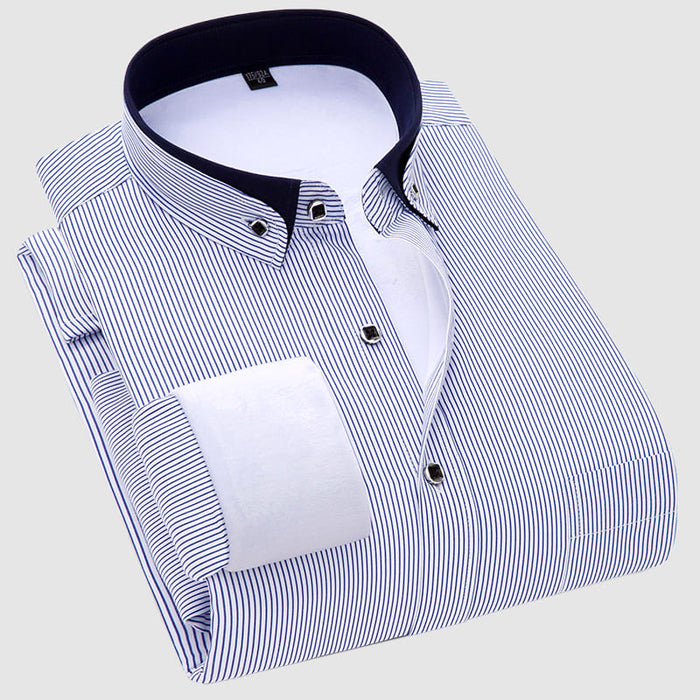 Chemise décontractée à manches longues pour hommes en velours à double couche