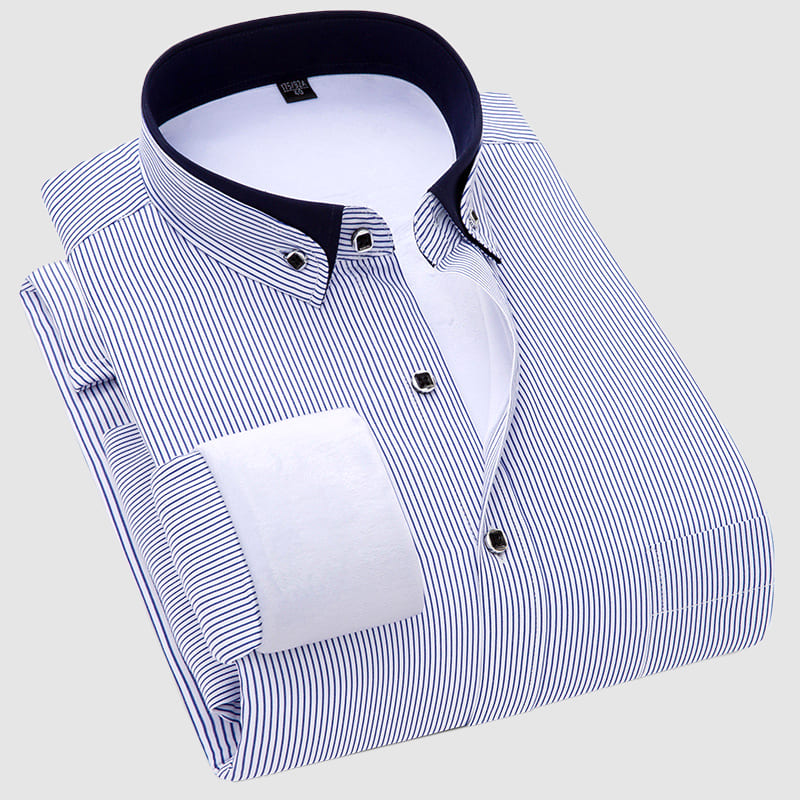 Chemise décontractée à manches longues pour hommes en velours à double couche