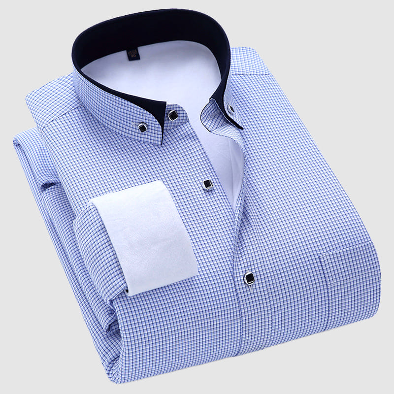 Chemise décontractée à manches longues pour hommes en velours à double couche