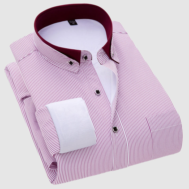 Chemise décontractée à manches longues pour hommes en velours à double couche