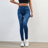 Leggings en denim à taille haute pour femmes - Jean extensible confortable pour un style polyvalent et décontracté