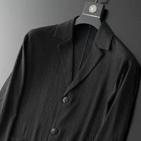 Costume décontracté élégant pour hommes - Blazer ajusté et pantalon de jogging avec tissu texturé et fermeture à 3 boutons