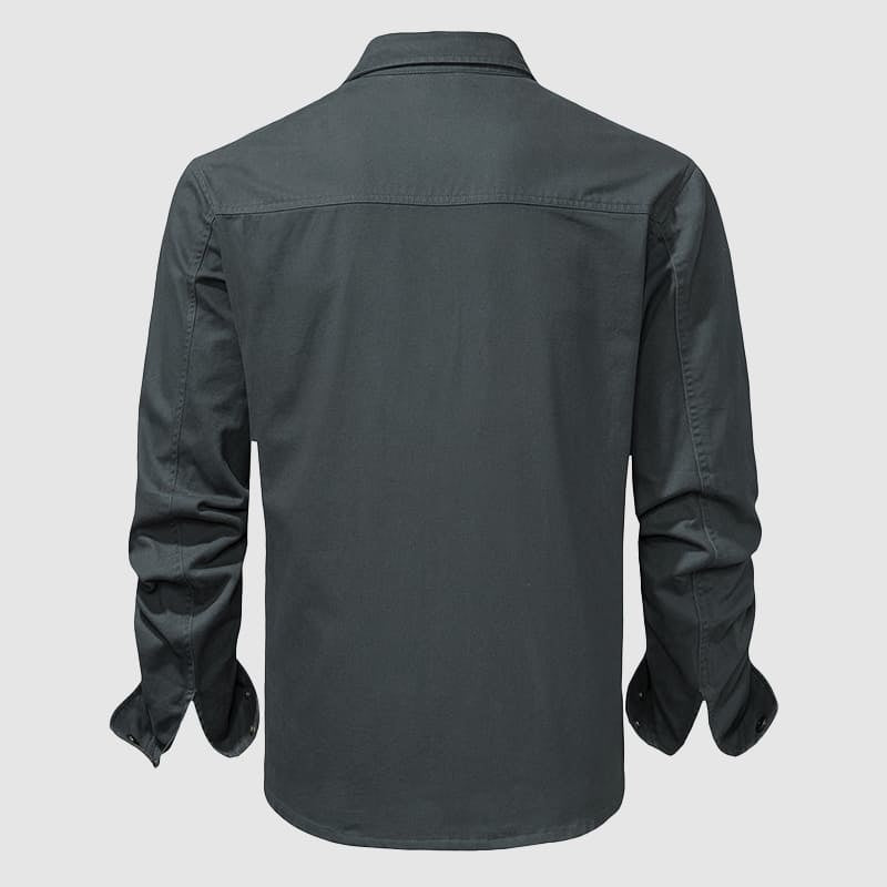 Chemise pour hommes en coton 100 % - Manches longues, col classique et poches sur la poitrine