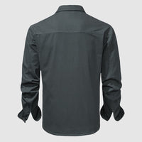 Chemise pour hommes en coton 100 % - Manches longues, col classique et poches sur la poitrine